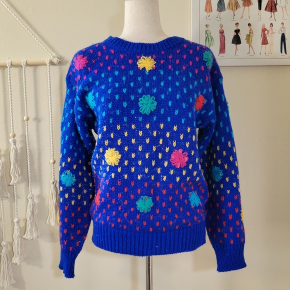 Via La | 80s Vintage Knit Sweater - Picture 1 of 7